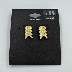 New Gold Tone Matte Geometric Arch Earrings Nickel Free